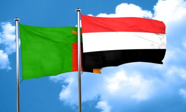 Yemen bayrağı taşıyan Zambiya bayrağı, 3D