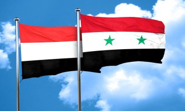 Suriye bayrağı taşıyan Yemen bayrağı, 3D