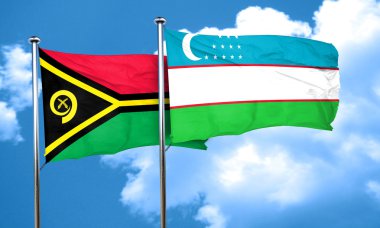 Özbekistan bayrağı taşıyan Vanatu bayrağı, 3D görüntüleme