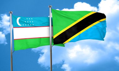 Tanzanya bayrağı taşıyan Özbekistan bayrağı, 3D görüntüleme