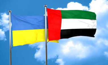 Uae bayrağıyla Ukrayna bayrağı, 3D görüntüleme