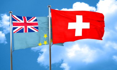 İsviçre bayraklı Tuvalu bayrağı, 3 boyutlu.