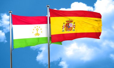 Tacikistan bayrağı İspanya bayrağı, 3d render ile