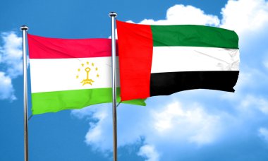 Uae bayrağıyla Tacikistan bayrağı, 3 boyutlu