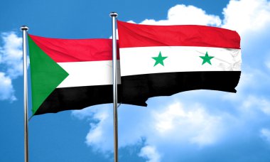 Suriye bayrağı taşıyan Sudan bayrağı, 3D görüntüleme