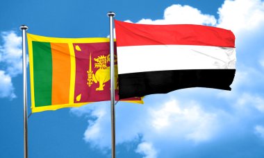 Sri lanka bayrağı Yemen bayrak, 3d render ile