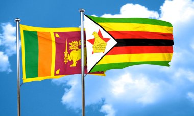 Zimbabve bayrağı, 3d render ile Sri lanka bayrağı