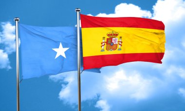 Somali bayrağı İspanya bayrağı, 3d render ile