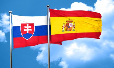 İspanya bayrağı, 3d render ile Slovakya bayrağı