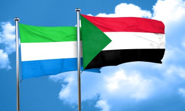 Sierra Leone bayrak Sudan bayrağı, 3d render ile