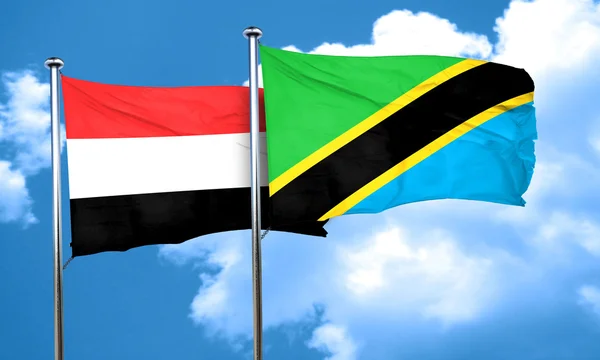Jemenská Vlajka Vlajkou Tanzanie Vykreslování — Stock fotografie