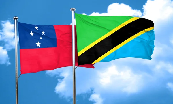 Σημαία Σαμόα Σημαία Τανζανίας Απόδοση — Φωτογραφία Αρχείου