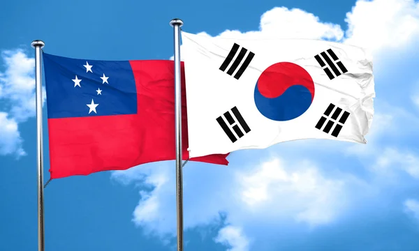 Samoa Flag South Korea Flag Rendering — 스톡 사진