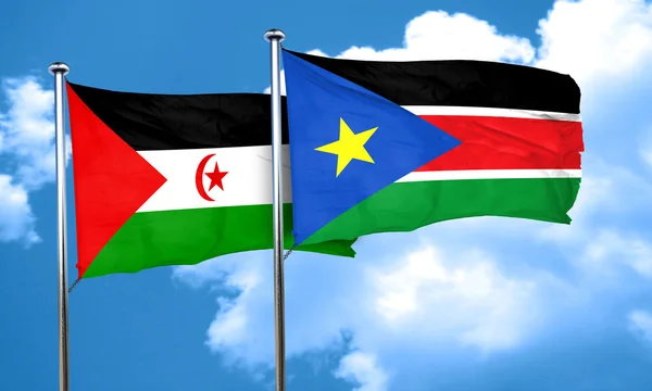 Západní Saharská Vlajka Vlajkou Jižního Súdánu Vykreslování — Stock fotografie