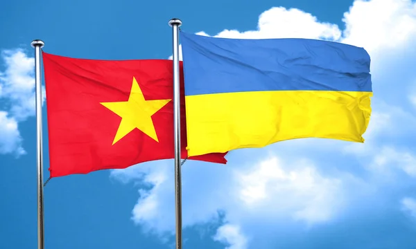 Vlajka Vlajka Vietnamu Ukrajinou Vykreslování — Stock fotografie