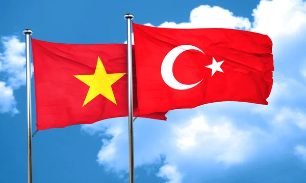Vietnamská Vlajka Tureckou Vlajkou Vykreslování — Stock fotografie