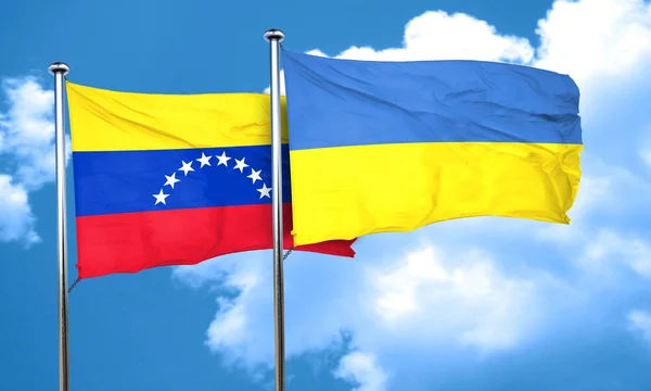 Venezuela Flagge Mit Ukrainischer Flagge Rendering — Stockfoto