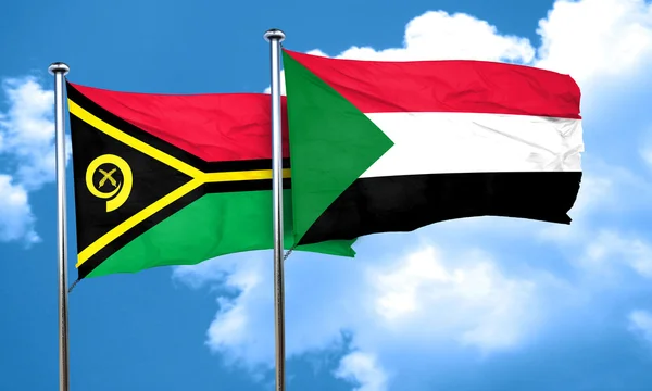 Vanatu Flagga Med Sudan Flagga Rendering — Stockfoto