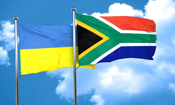 Oekraïense Vlag Met Zuid Afrika Vlag Rendering — Stockfoto