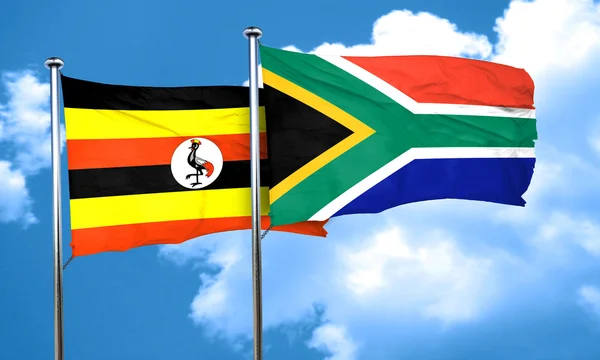 Vlajka Ugandy Jižní Afrika Vlajka Vykreslování — Stock fotografie