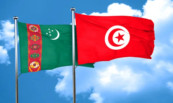 Bandera Turkmenistán Con Bandera Túnez Representación — Foto de Stock