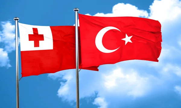 Drapeau Tonga Avec Drapeau Turquie Rendu — Photo