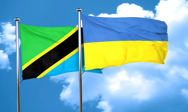 Tansanische Flagge Mit Ukrainischer Flagge Darstellung — Stockfoto