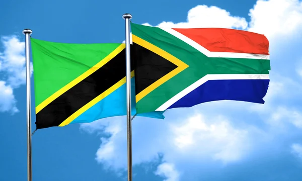 Güney Afrika Bayrak Render Ile Tanzanya Bayrak — Stok fotoğraf