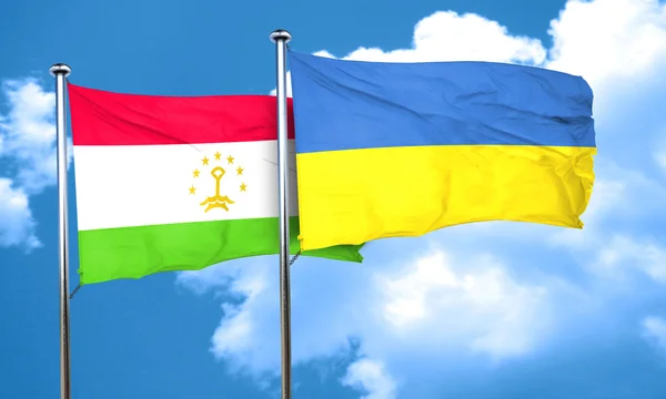 Bandera Tayikistán Con Bandera Ucrania Representación —  Fotos de Stock