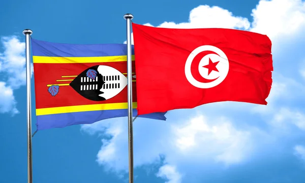 Swaziland Flag Tunisia Flag Rendering — Stock Photo, Image