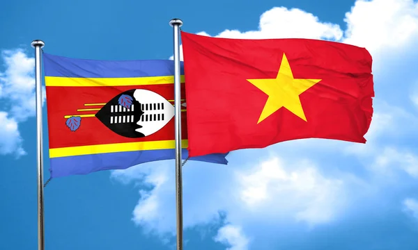 Svaziland Bayrak Vietnam Bayrağı Render Ile — Stok fotoğraf