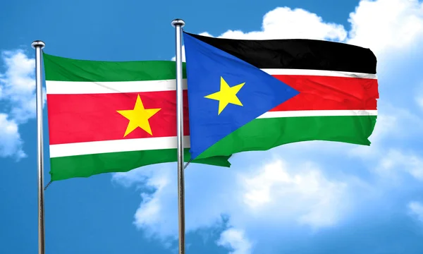 Surinam Vlajka Vlajkou Jižního Súdánu Vykreslování — Stock fotografie
