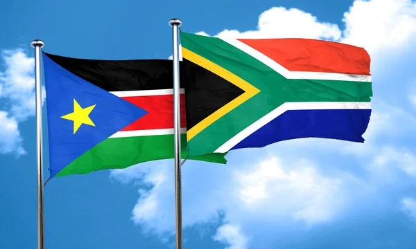 Bandeira Sul Sudan Com Bandeira África Sul Renderização — Fotografia de Stock