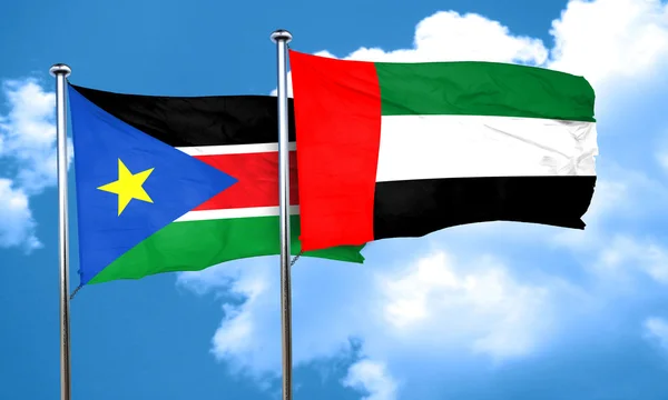 Jižní Súdánská Vlajka Vlajkou Uae Vykreslování — Stock fotografie