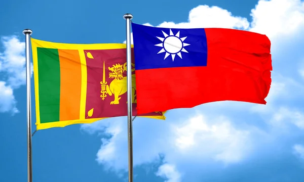 Sri lanka flag with Taiwan flag, 3D rendering