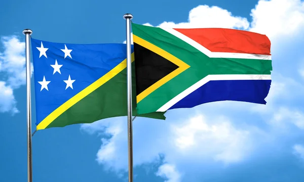 Bandeira Das Ilhas Salomão Com Bandeira África Sul Renderização — Fotografia de Stock
