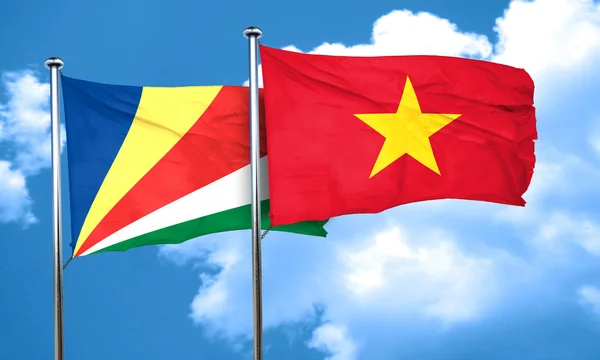 Vlag Van Seychellen Vlag Met Vietnam Rendering — Stockfoto
