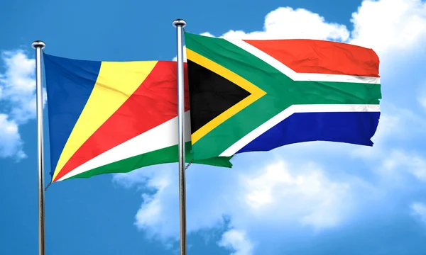 Seychelles Flag South Africa Flag Rendering — Stock Photo, Image