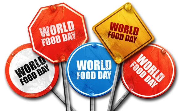 世界粮食日，3d 渲染路牌 — 图库照片