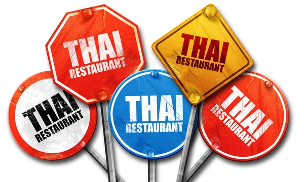 Тайський ресторан, 3D візуалізація, вуличні знаки — стокове фото