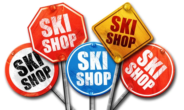 스키 상점, 3d 렌더링도 표지판 — 스톡 사진