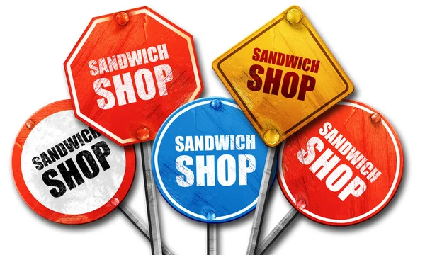 Sandwich-Geschäft, 3D-Rendering, Straßenschilder — Stockfoto