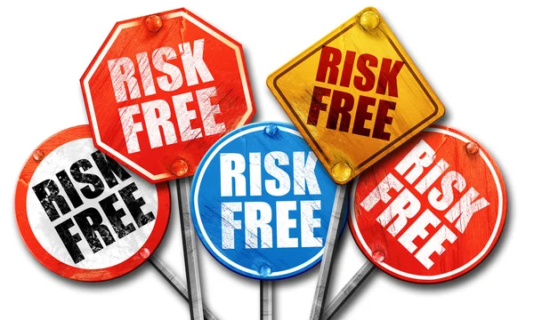 Risk free, 3D rendering, street signs — Stock Photo, Image