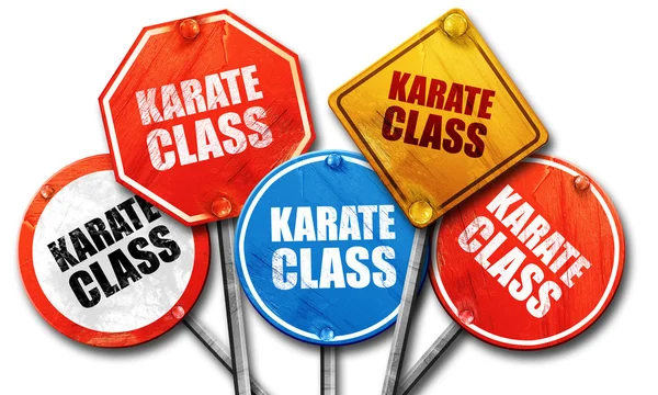 Karate class, 3D rendering, street signs — Stock Photo, Image