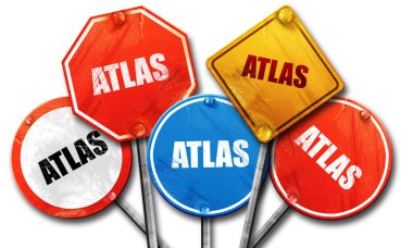 Atlas, 3d render, sokak işaretleri