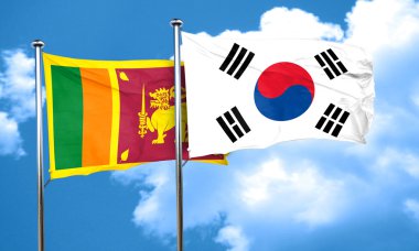 Güney Kore bayrağı, 3d render ile Sri lanka bayrağı