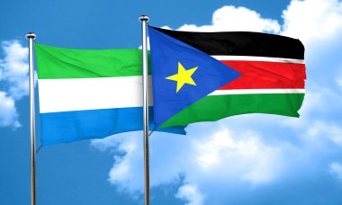 Sierra Leone bayrak Güney Sudan bayrağı, 3d render ile