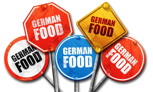 German food, 3D rendering, street signs — Stock Photo, Image