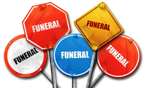 Funeral, representación 3D, señales de calle —  Fotos de Stock
