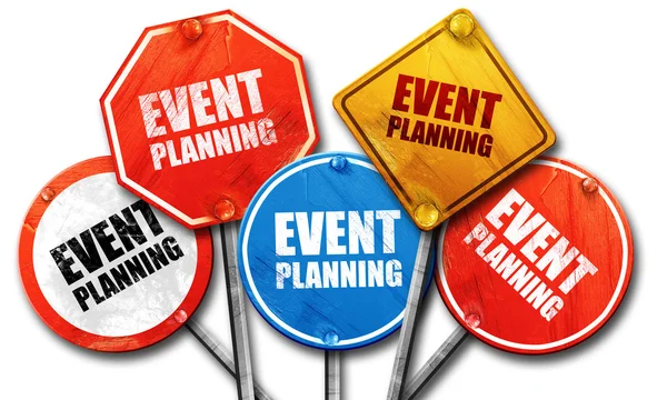 Event  planning, 3D rendering, street signs — Stock Photo, Image